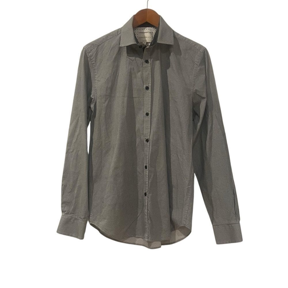 Construct grey slim fit button down shirt